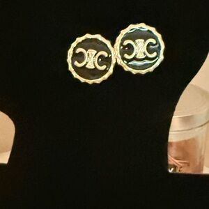 Fashion Jewelry Black and Gold Earrings